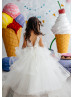 Ivory Lace Tulle Tiered Cupcake Long Flower Girl Dress